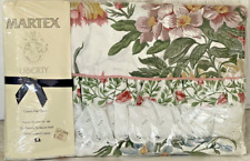 VTG 80s Liberty of London Martex Isabella Floral Ruffled Queen Flat Sheet Eyelet picture