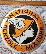 Mint Porcelain National Benzole Sign Vintage Gas Oil Mancave Garage picture