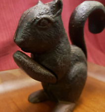 Vintage Unsigned Cast Iron Sitting Squirrel Nutcracker With Moving Tail And Arms picture