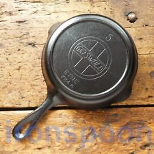 Antique GRISWOLD Cast Iron SKILLET Frying Pan # 5 LARGE SLANT LOGO - Ironspoon picture