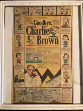 Charles M Shulz poster with 1st and last strips and all characters information picture