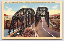 c1940s US HWY 80 SPRR Railroad Bridges Colorado River Yuma Arizona AZ Postcard picture