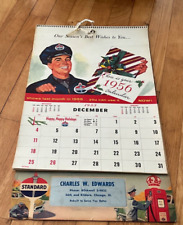 Complete Standard Oil Calendar-1956 RED CROWN GLOBE/Clean,daily neat pencil/13mo picture