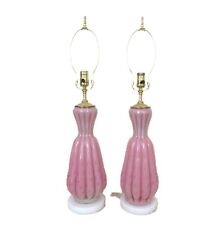 Pair of Barovier & Toso Murano Pink Glass Table Lamps Italian Mid Century Modern picture