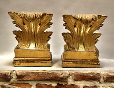Vintage BORGHESE FLORENTINE LEAF SCROLL Neoclassical GOLD Pair of BOOKENDS SET picture