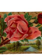 Antique 1911 Ephemera Embossed Posted Signed Postcard Best Wishes Roses Country picture