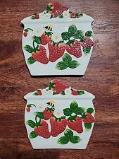 Vintage Ceramic Strawberry Honey Bee Trivet Kitchen Wall Decor Cottagecore picture
