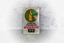 Old Antique Drinking prohibited Adv Tin Sign Board With Calendar Rare Sign Board picture