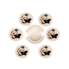 White round Marble Tea Coaster inlay Precious Stone Flower malachite decor home picture