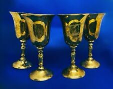 VTG Brass Gold Goblets Wine Cordial MCM Hollywood Regency Made in India SET OF 4 picture