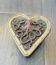 Steampunk Octopus In Heart Trinket Box Cold Cast Bronze 4