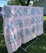 Vintage Quilt Topper Feedsack Scrap Fabric Patchwork 87 X 96 Handmade picture
