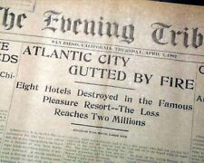 ATLANTIC CITY NJ New Jersey Resort Waterfront Boardwalk FIRE 1902 Old Newspaper picture