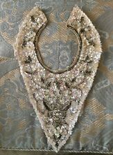 Antique Art Deco Heavy Embellished Bodice Collar Trim - Sequin Rhinestones Beads picture