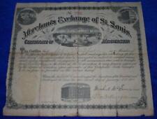 Merchants Exchange of St. Louis Certificate 1882 picture