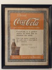 Antique Coca Cola Ad 1919 Magazine Print Framed SOLD EVERYWHERE Coke Vintage picture
