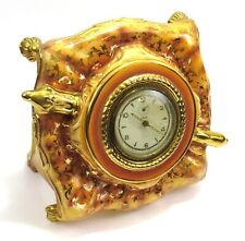 Unique Vintage Kaiser Porcelain Pillow Shape Mantle Wind-Up Alarm Clock-Repaired picture