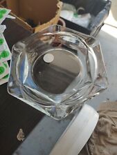 VTG VINTAGE CLEAR Hexagon 6 SIDED GLASS ASHTRAY 8 Inch Wide picture