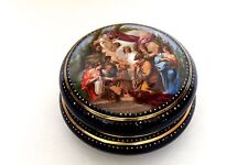 ANTIQUE HAND PAINTED KARLSBAD AUSTRIA LARGE SIZE COVERED TRINKET BOX picture