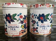Vintage Boston's Ginseng Tea, Steel Tin Cans (2) 