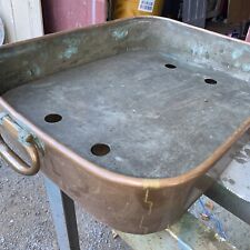 MASSIVE ANTIQUE Heavy Handled Copper Cooking Pan Steamer HOTEL BAKEWARE picture