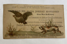 Victorian jewelers trade card, c1880s Providence hunting dog grouse turkey A79-1 picture