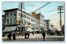 1908 Trolley Cars Business District Hastings Street Vancouver BC Canada Postcard picture