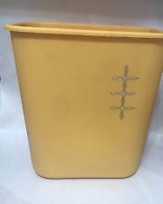 Vintage MCM Mustard Yellow Wastebasket With Silver Detail picture