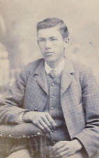 Antique CDV Photo Handsome Young Man in Checked Suit picture