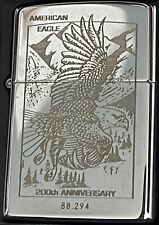 ZIPPO 1994 AMERICAN EAGLE 200TH ANNIVERSARY CHROME LIGHTER SEALED  IN BOX c643 picture