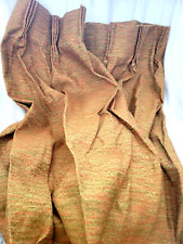4 Vintage Pinch Pleat Drapes Curtain MCM 24Wx83L Manor Lined Woven Orange Yellow picture