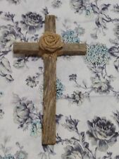 Barn wood Cross Small Old Burlap Rose Recycled  Rugged Rustic Reclaimed Lumber  picture