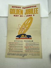 Original VTG WW2 Era Detroit  Automotive Golden Jubilee Official Program Poster picture