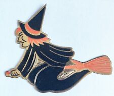 Witch Halloween Die Cut Adorable Mid-Century Styling Gold Foil Paper Arts Crafts picture