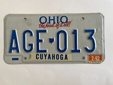 1992 Ohio License Plate Cuyahoga County Cleveland Natural Sticker picture