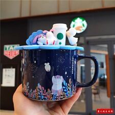 NEW Starbucks Mid-Autumn Festival Moon Rabbit Hare Ceramic Mug w/ Lid Coffee Cup picture