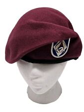 US Army 18th Airborne Maroon Red Beret w/ Unit Crest Sky Dragons Size 7 7/8 picture