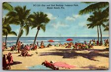 Sun Surf Bathing Lummus Park Miami Beach Florida Shoreline Oceanfront Postcard picture