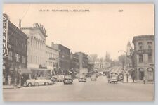 Postcard Massachusetts Southbridge Main Street View Shops Classic Cars Vintage picture