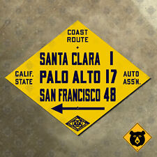 California CSAA Coast Route Santa Clara Palo Alto San Francisco road sign 29x22 picture