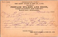 Memo from Scott Stamp & Coin Co, New York NY c1896 Vintage Postcard L71 picture