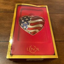 Lenox Heart Of America Silverplate Christmas Ornament Patriotic Flag A42 picture