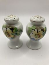 Vintage Ceramic Footed Urn Shaped Salt & Pepper Set Floral Design 3