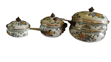 Vintage ASTA Enamelware Cookware 7 Pc Set Floral Old Amsterdam Pots Pans picture