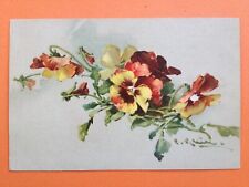 cpa Illustration Litho Signed Catherine KLEIN Flowers PANSIES Flowers THOUGHTS picture