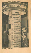 1951 Detroit, Michigan Free Press Newspaper Postcard - 250th Birthday Calendar picture