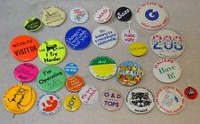 Junk Drawer Lot 28 Buttons Circa 1950s-1980s - WCVB TV Visitor, Tampa 1955, etc. picture