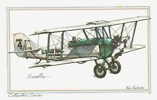 Postcard Aircraft 1973 Swallow Biplane Air Mail Aviation Roy Anderson Art picture