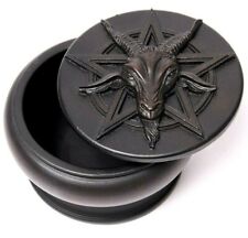 Alchemy Gothic Baphomet Black Goat Diety Trinket Box Lid Resin Gift Decor V101 picture