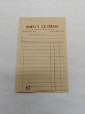 Vintage Emery's Ice Cream Salesman Receipt Sheet New Albany Ind picture